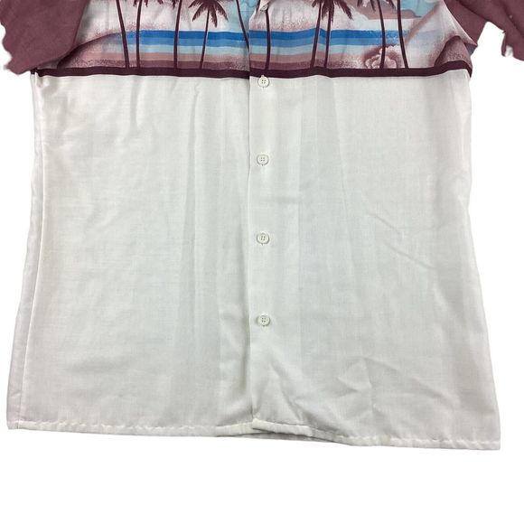 Desica Shirt Men’s Medium Short Sleeve Hawaiian Purple Palm Trees Lightweight - Picture 4 of 11